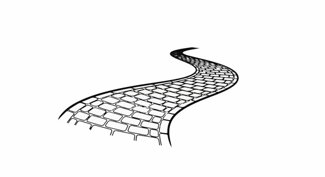 Winding cobblestone path leading into distance