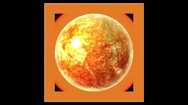 Realistic Rotating Sun Loop, Planet Animation in Space HD Transparent Background with gradient around the object