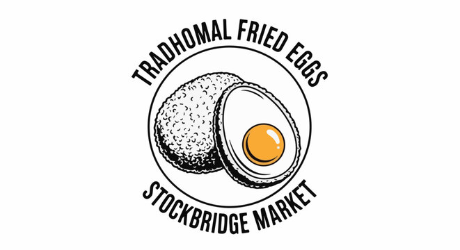 Vintage logo for a fried egg vendor at a market