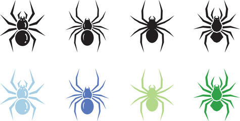 spider insect icon, solid black, white background, minimalist, sharp edges, vector style. © Brown Fish