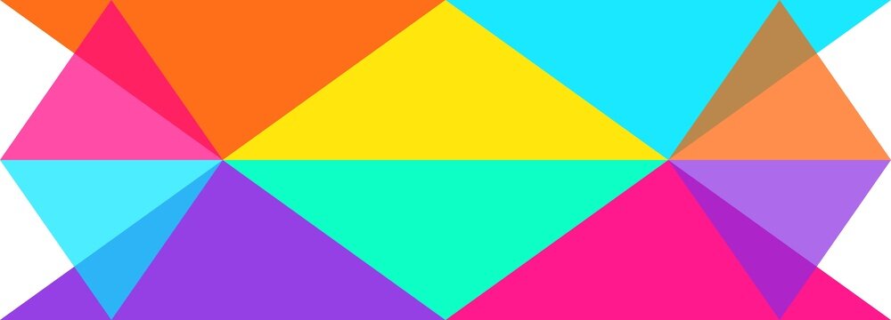 Overlapping geometric triangles in bright colors with forward thinking triangle geometric