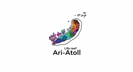 Naklejka premium Vividly colored reef life illustration with text below
