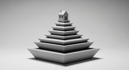 Fototapeta premium Architectural Design of a Pyramid-Style House Model in a Minimalist Environment