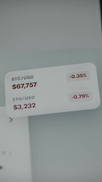 Live market visualization of Bitcoin and Ethereum with constantly updating prices