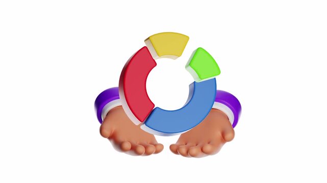 3d looping ui icon babys feet grasping colorful segmented ring graph, perfect for childcare, education, parenting, and early development projects.