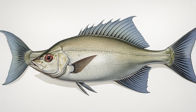 corvina fish in white background generative ai