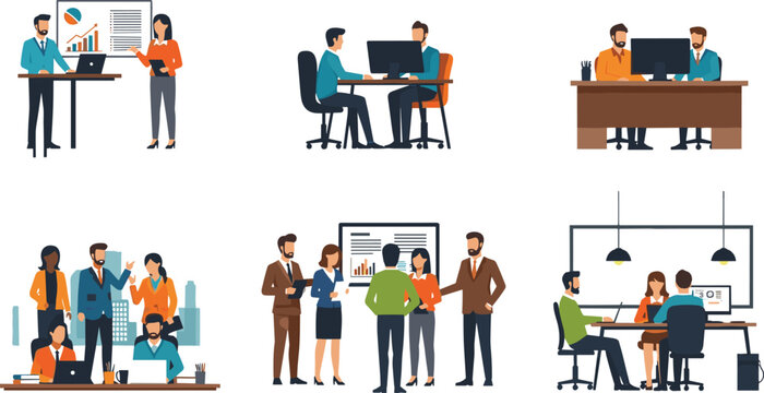 Business Meeting and Collaboration Character Set for Office, Work, and Professional Design Themes