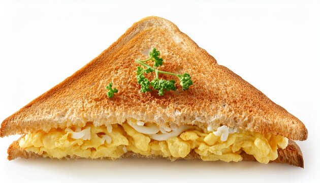 crispy whitebait omelet sandwich isolated on white background