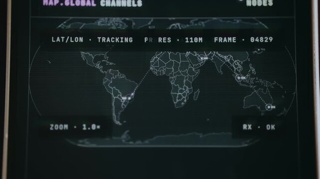 Global mapping interface with tracked nodes connecting different locations