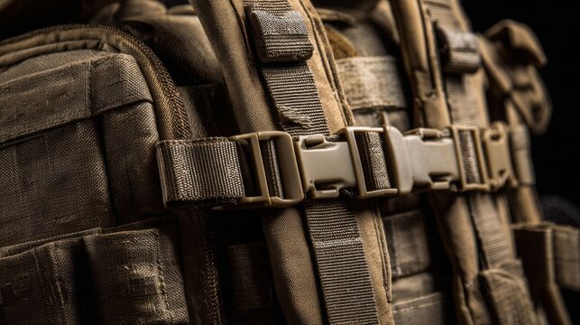 molle system tactical gear straps attachments close up utility design nylon texture realistic lighting field equipment detail