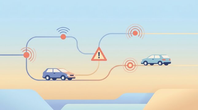 Connected vehicles exchanging safety warning signals