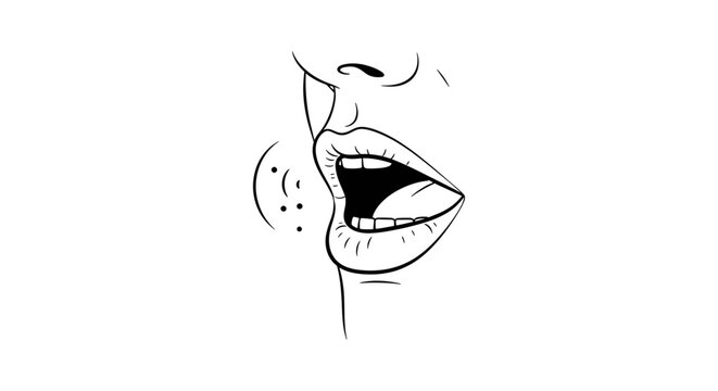 Close-up illustration of a woman's mouth screaming in shock or surprise