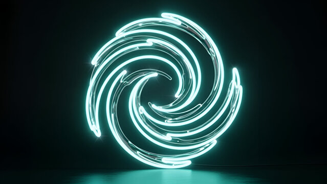 abstract glowing spiral light trail on black background motion blur effect