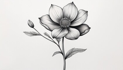 Obraz premium a black and white drawing of a flower with a stem