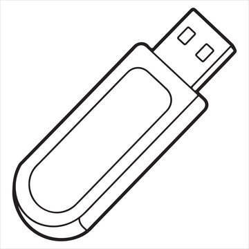 Usb flash drive illustration in minimalist line art style