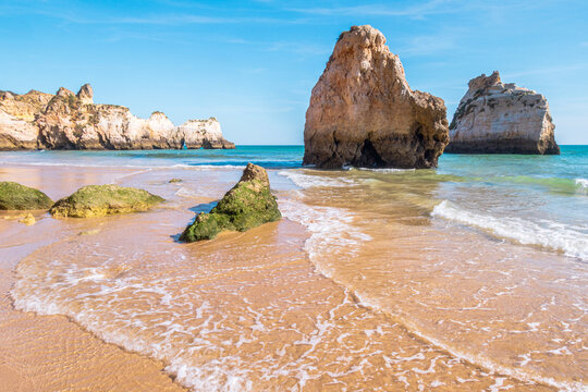 Beach and coastline near Portim&atilde;o in the Algarve - Portugal