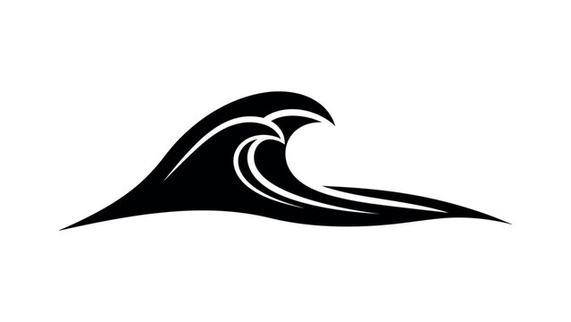 Ocean wave silhouette vector logo design