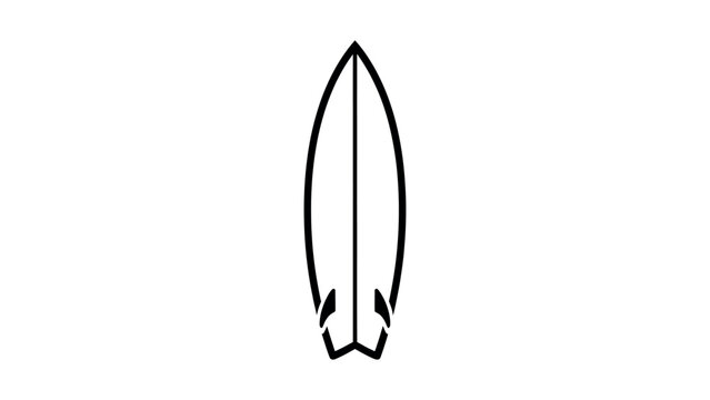 Surfboard outline vector icon minimalist style