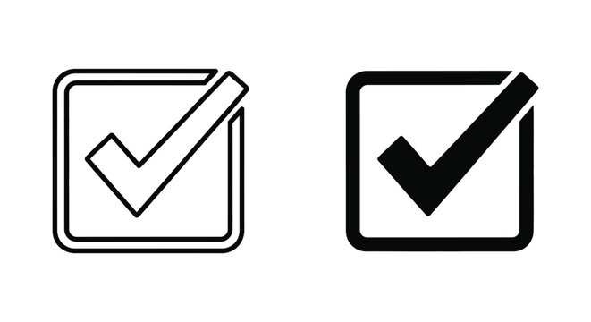 Checkmark in square box outline and solid style icon