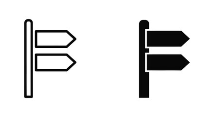 Directional signpost with two arrows outline and silhouette © Cyber
