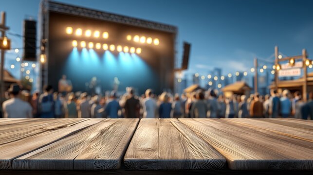Vibrant Outdoor Talent Show Performance Stage with Enthusiastic Audience