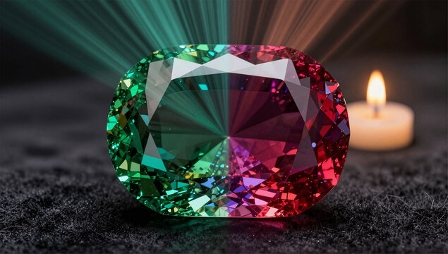 Dual Spectrum Alexandrite Gemstone Transformation Concept