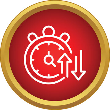 Stopwatch with up and down arrows symbolizing time management, optimization, and increasing or decreasing speed