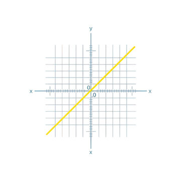 Graph paper with coordinate axes and intersecting lines isolated on transparent background