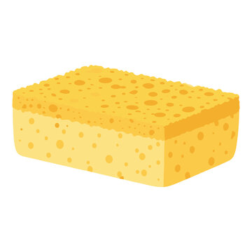 Bright yellow sponge with round bubbles for cleaning and scrubbing
