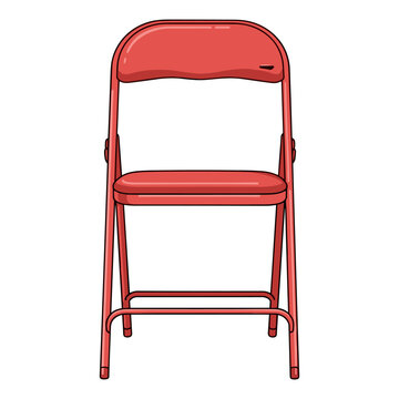 Simple red folding chair with brown seat on clean background