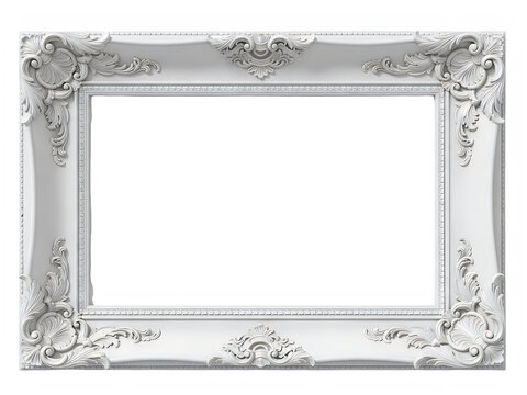 Elegant ornate frame with intricate decorative patterns around an empty space Transparent Background, png.