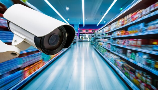 security camera inside supermarket providing safety and monitoring