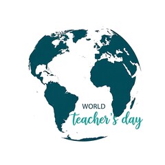 Obraz premium World Teacher's Day globe illustration with handwritten text and chalkboard style