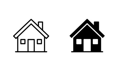 Fototapeta premium Minimalist House Vector Icon Set in Outline and Solid Styles for Real Estate Website UI Design and Mobile App Homepage Navigation