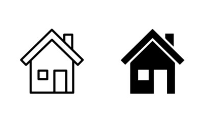 Fototapeta premium Minimalist House Vector Icon Set in Outline and Solid Styles for Real Estate Website UI Design and Mobile App Homepage Navigation
