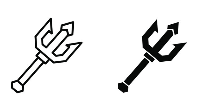 Black trident symbol with sharp three-pronged design