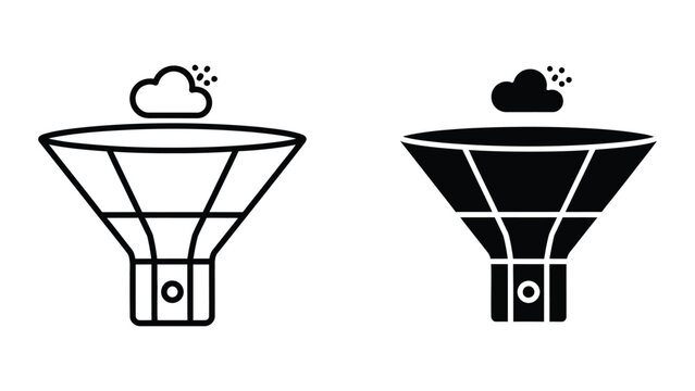 Funny black and white funnel with rain cloud illustration