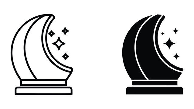 Black and white chess pawns with crescent moon and stars