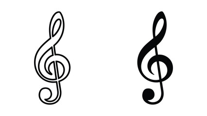 Clean treble clef music symbols in contrasting styles © MSTSALMA