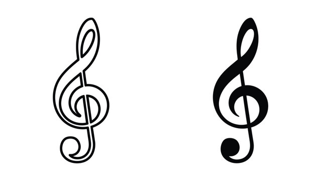 Clean treble clef music symbols in contrasting styles