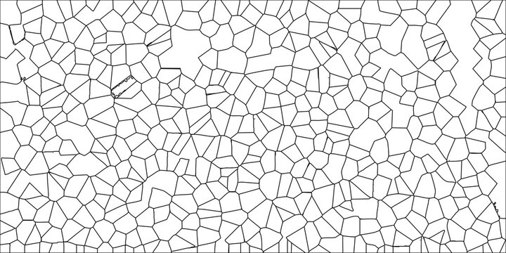 Abstract Voronoi Tessellation Pattern Black Lines on White Background Geometric Network Structure vector