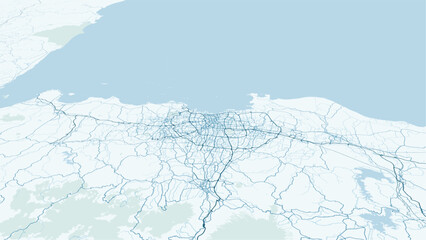 Fototapeta premium Modern minimalist vector map of Jakarta, Indonesia. High-quality scalable illustration of Jakarta city grid, Jakarta Bay, and urban layout for posters and design.