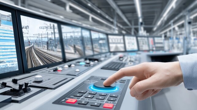 Modern Control Center Console for Signal Management and Track Monitoring