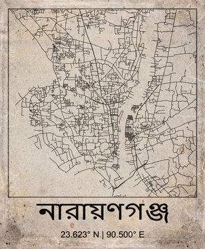 Narayanganj Bangladesh Retro Minimalist City Map Poster