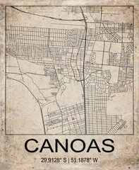 Obraz premium Canoas Brazil Retro Minimalist City Map Poster
