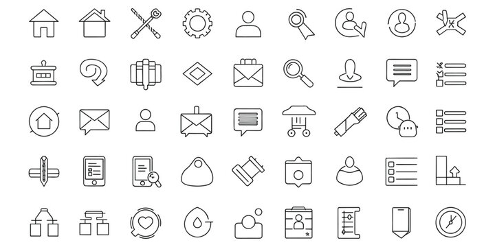 Collection of outline for web and app interface outline web app user interface symbols