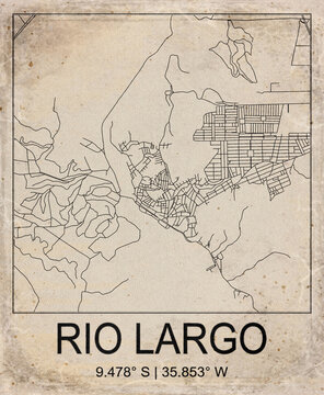 Rio Largo Brazil Retro Minimalist City Map Poster