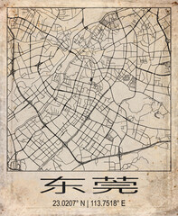 Obraz premium Dongguan China Retro Minimalist City Map Poster