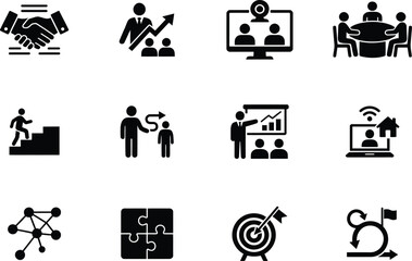 Fototapeta premium Professional Business Management and Agile Project Management Solid Icon Set