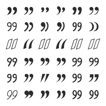 Collection of quotation marks and punctuation symbols vector illustration